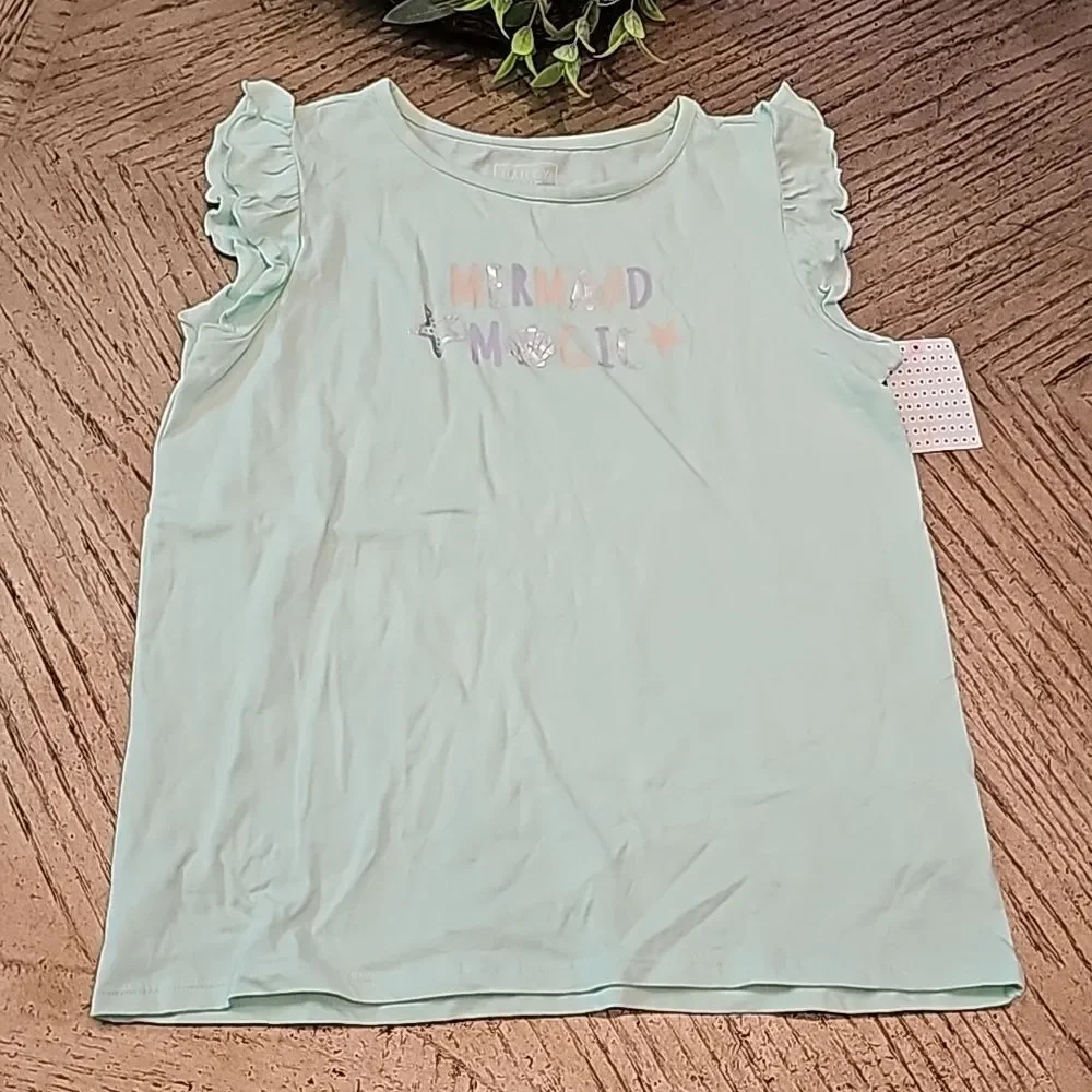 Mermaid cotton shirt size L 12-14 NWT sea green color